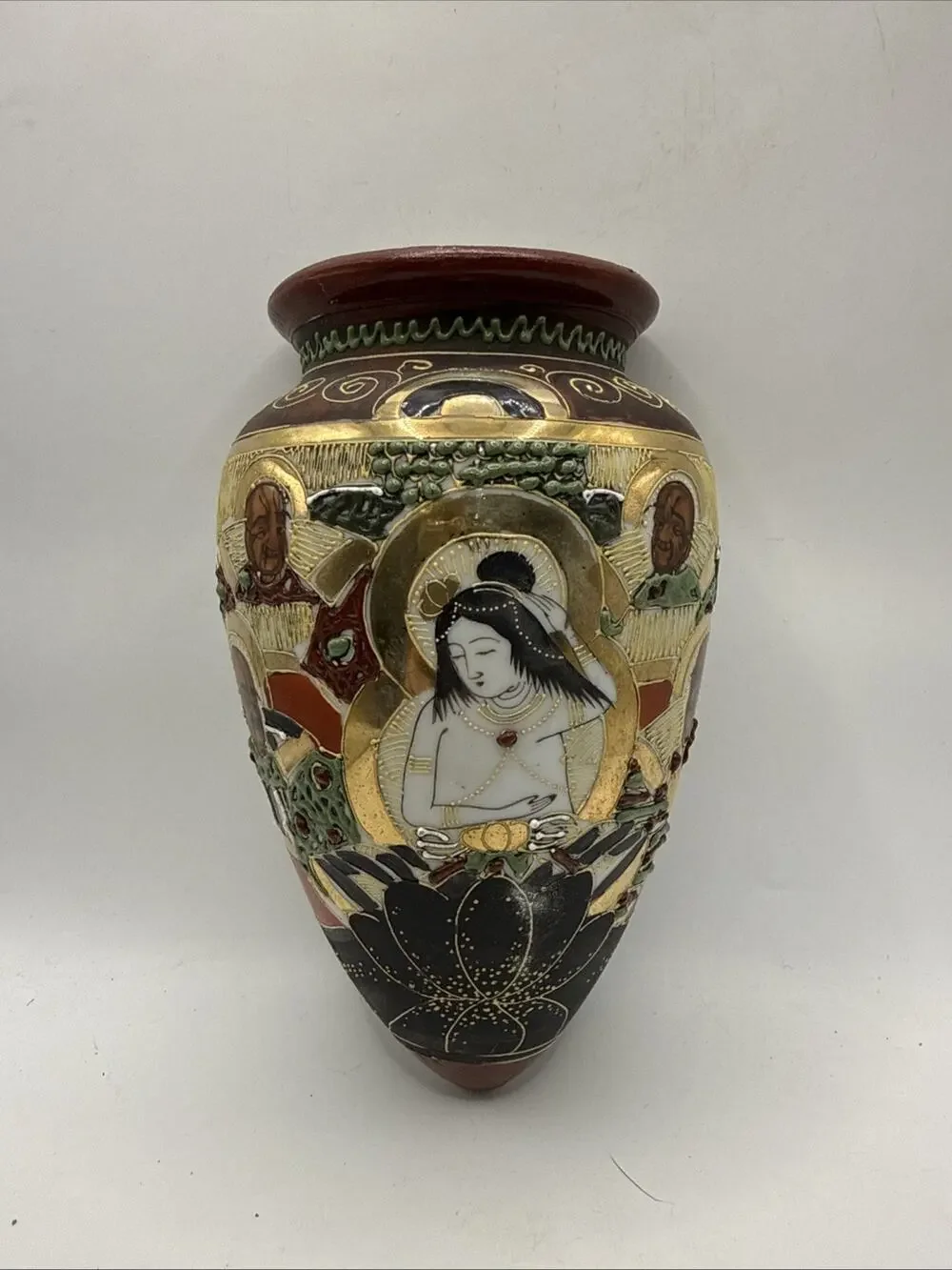 Vintage Japanese Hand Painted Wall Pocket Vase *